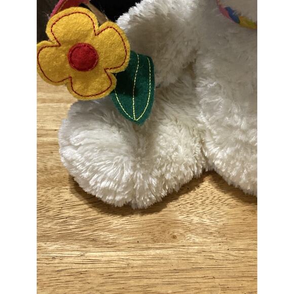 Walmart Lamb Sheep Small Plush Stuffed Animal W/ Felted Flowers and Pink Floral - Picture 2 of 6